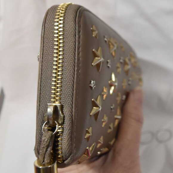 Jimmy Choo Filipa Star Stud & Crystal Continental Wallet – Taupe – Pre-Owned - Picture 4 of 12